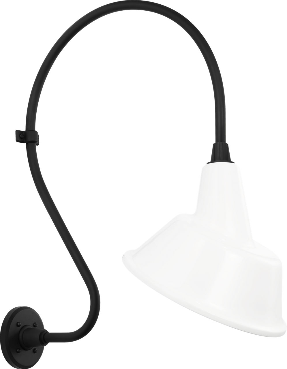 Academy 18" Larrabee Barn Light in Matte Black with 12.5" White Tilted Bowers Shade