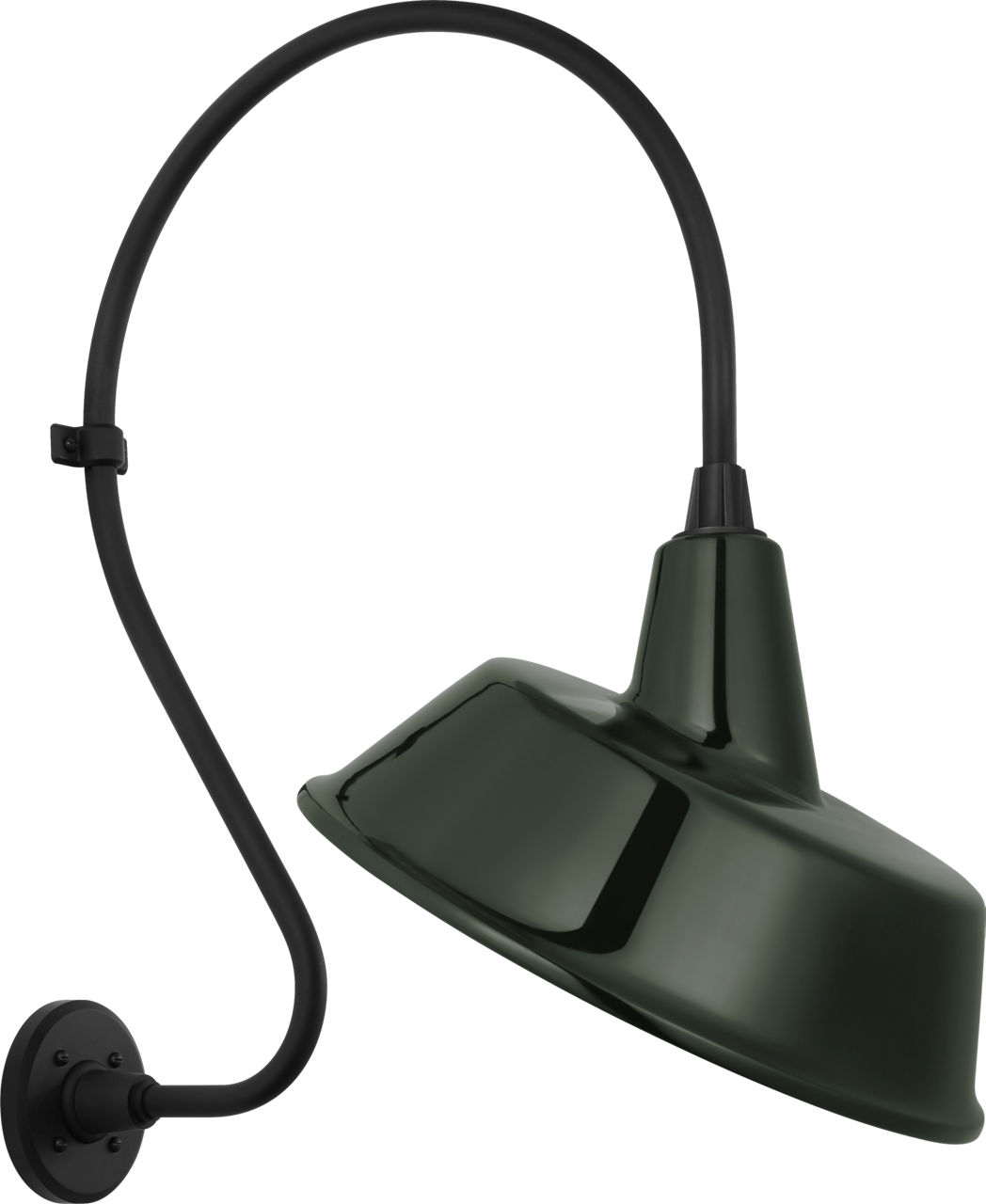 Academy 18" Larrabee Barn Light in Matte Black with 16" Green Tilted Bowers Shade