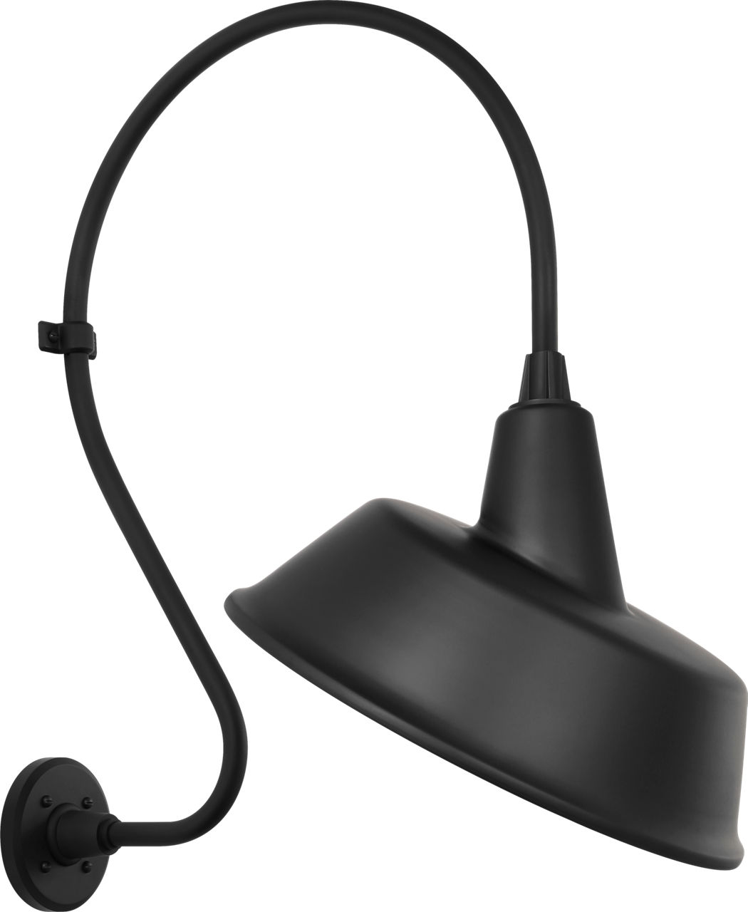 Academy 18" Larrabee Barn Light in Matte Black with 16" Tilted Bowers Shade