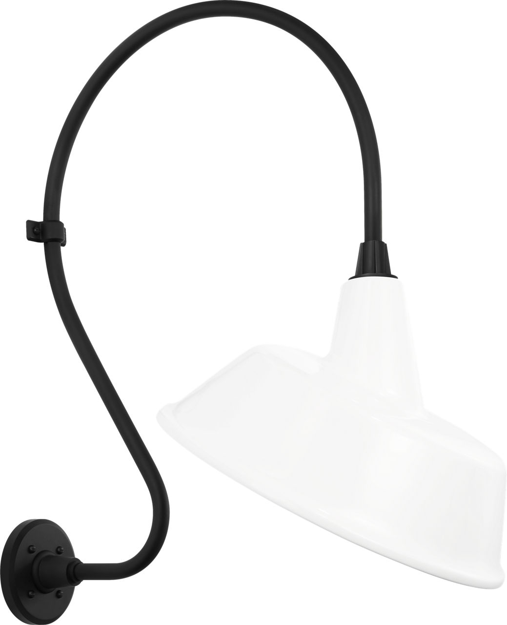 Academy 18" Larrabee Barn Light in Matte Black with 16" White Tilted Bowers Shade