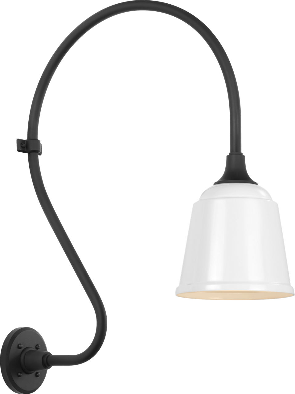 Academy 18" Larrabee Barn Light in Matte Black with 8" White Rockhouse Shade