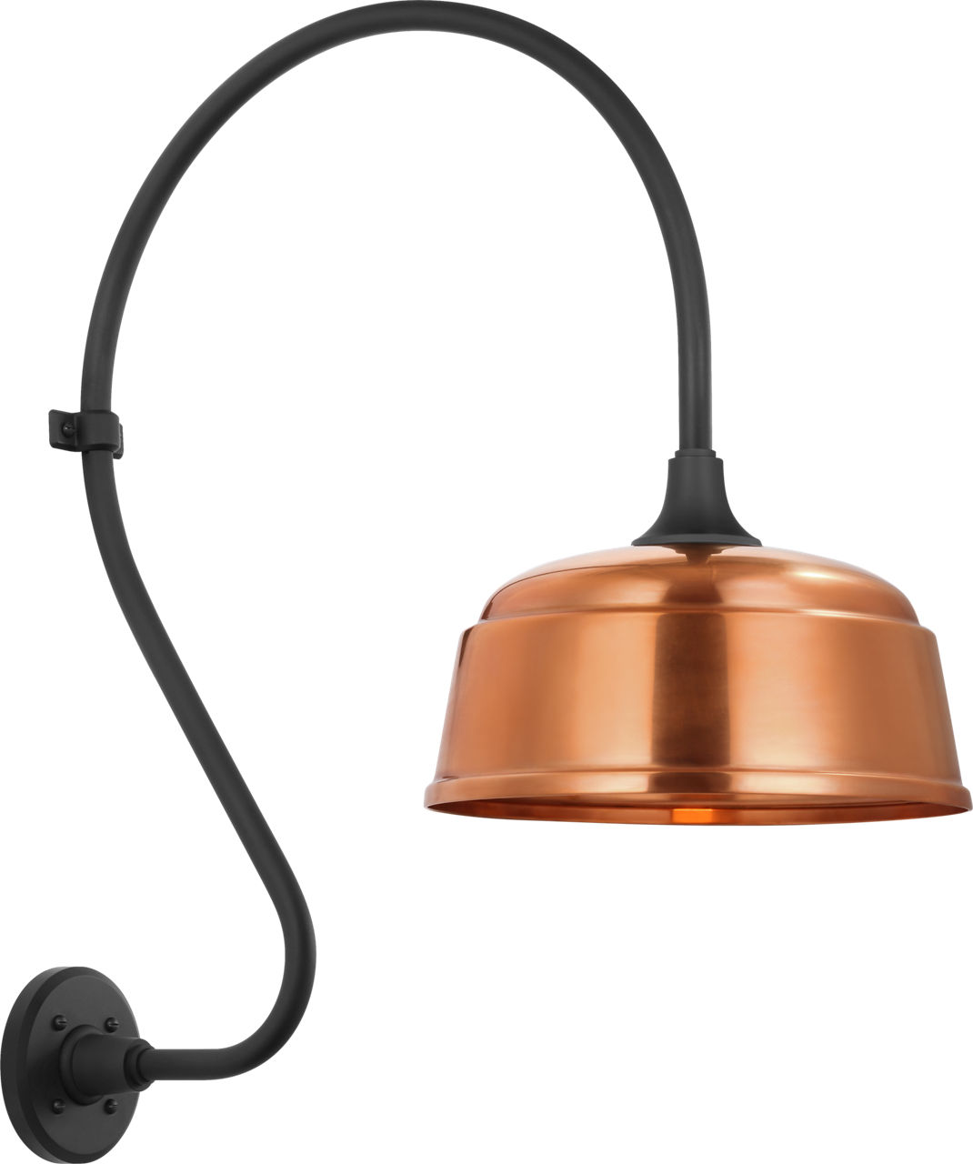 Academy 18" Larrabee Barn Light in Matte Black with 12.5" Soft Copper Rockhouse Shade