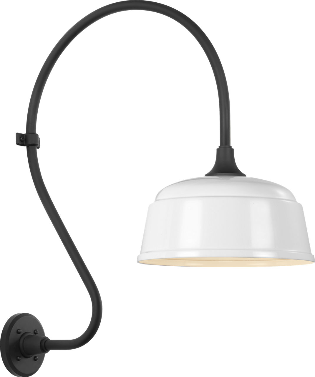 Academy 18" Larrabee Barn Light in Matte Black with 12.5" White Rockhouse Shade
