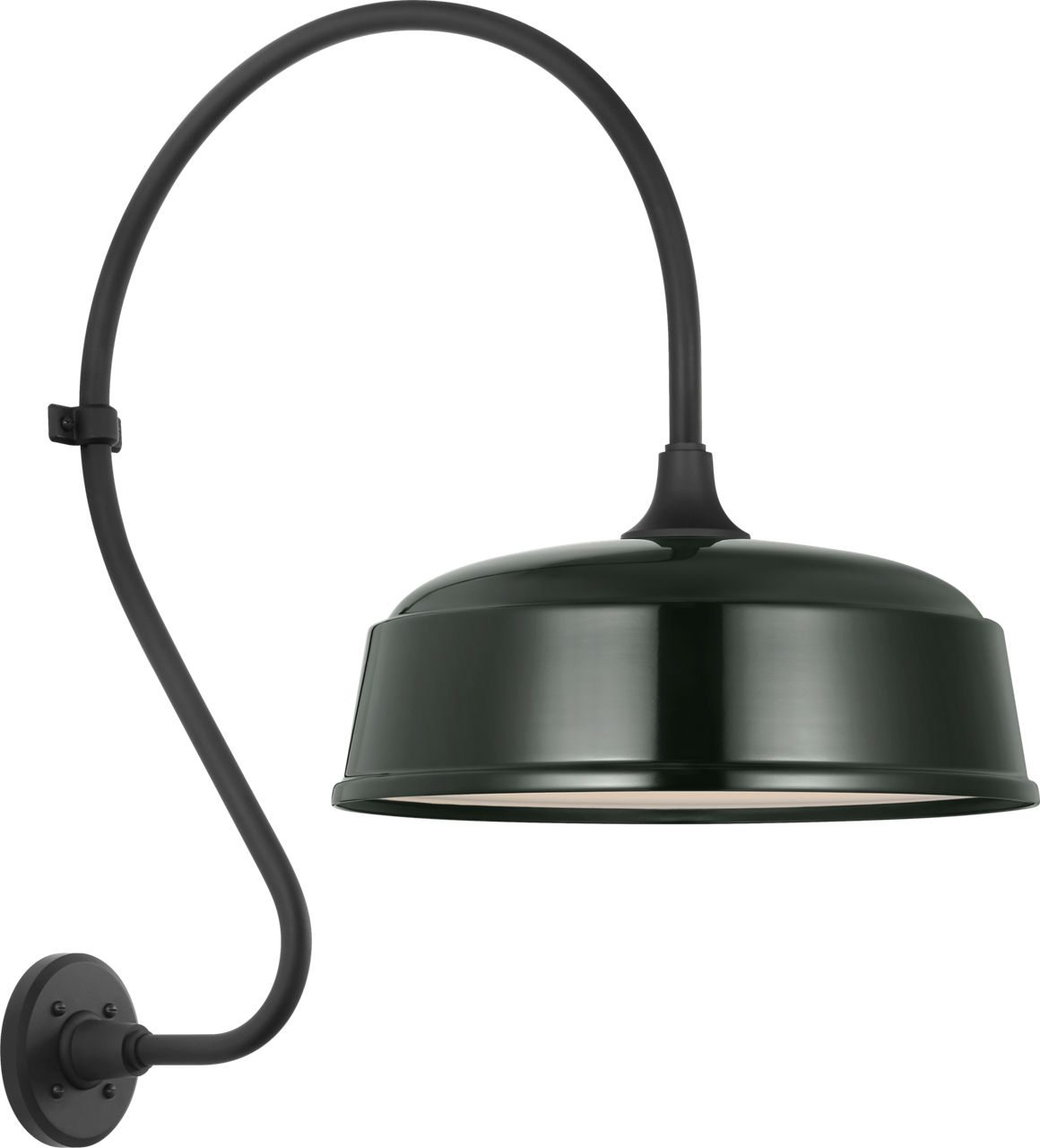 Academy 18" Larrabee Barn Light in Matte Black with 16" Green Rockhouse Shade