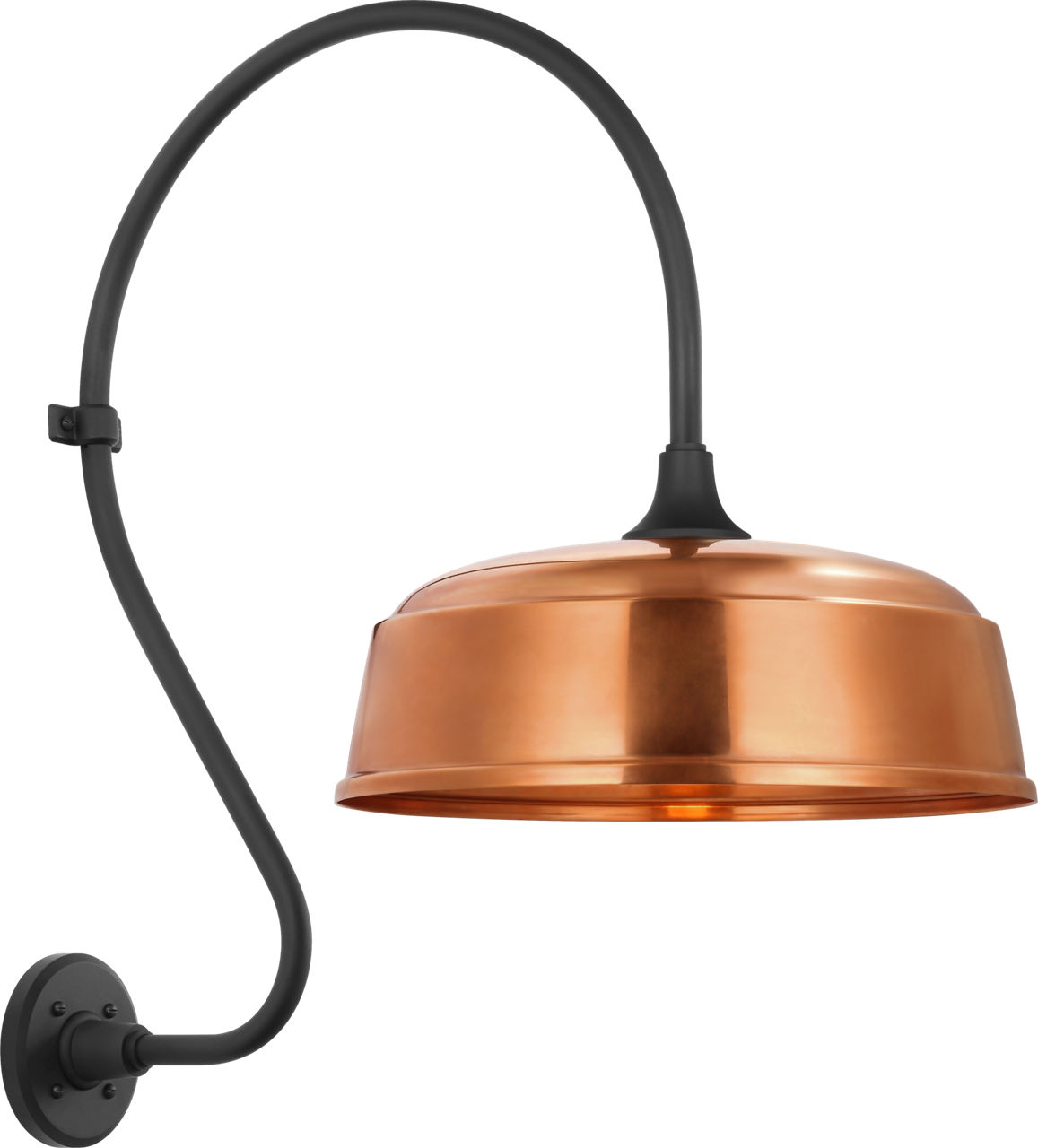 Academy 18" Larrabee Barn Light in Matte Black with 16" Soft Copper Rockhouse Shade