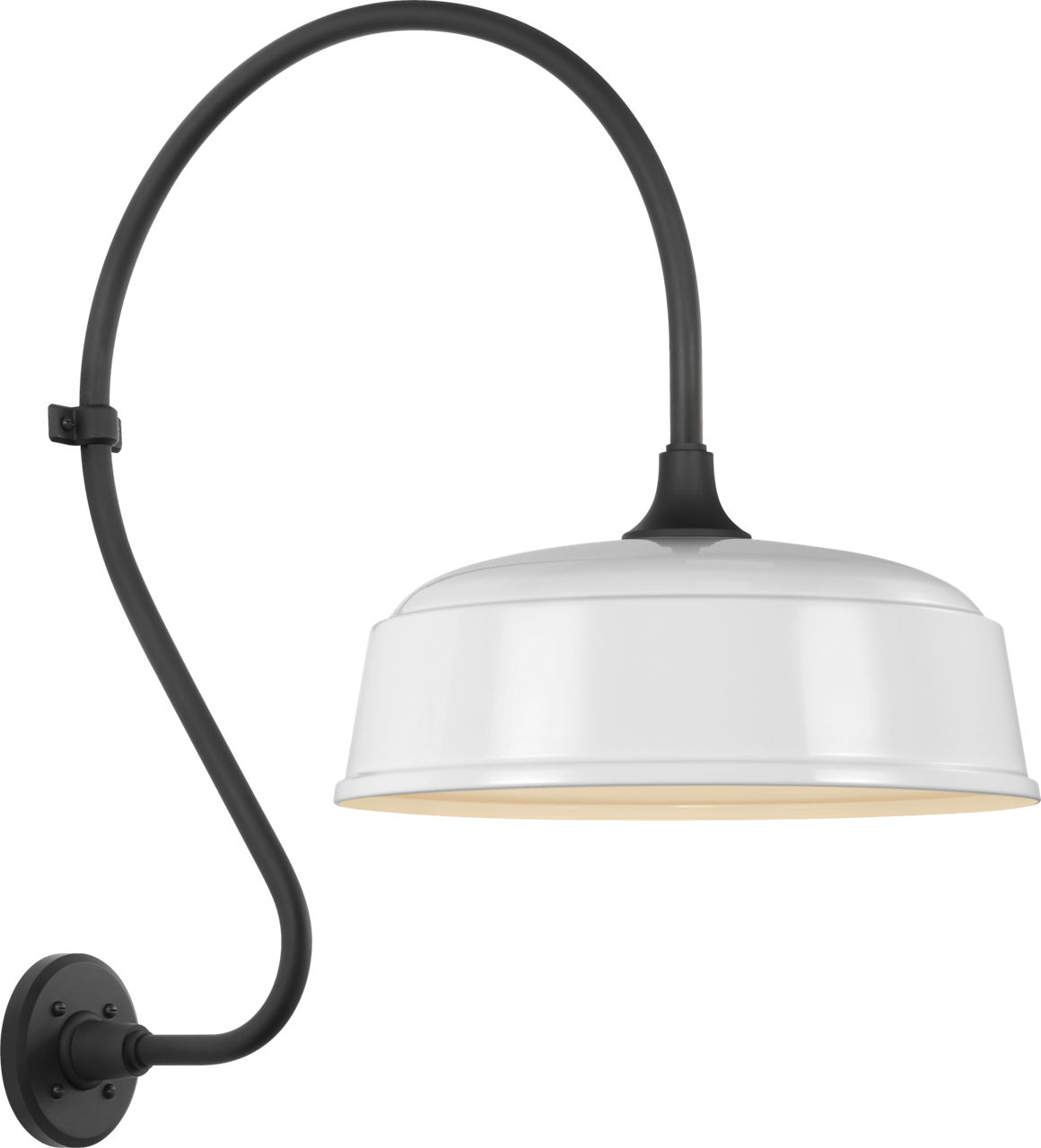 Academy 18" Larrabee Barn Light in Matte Black with 16" White Rockhouse Shade