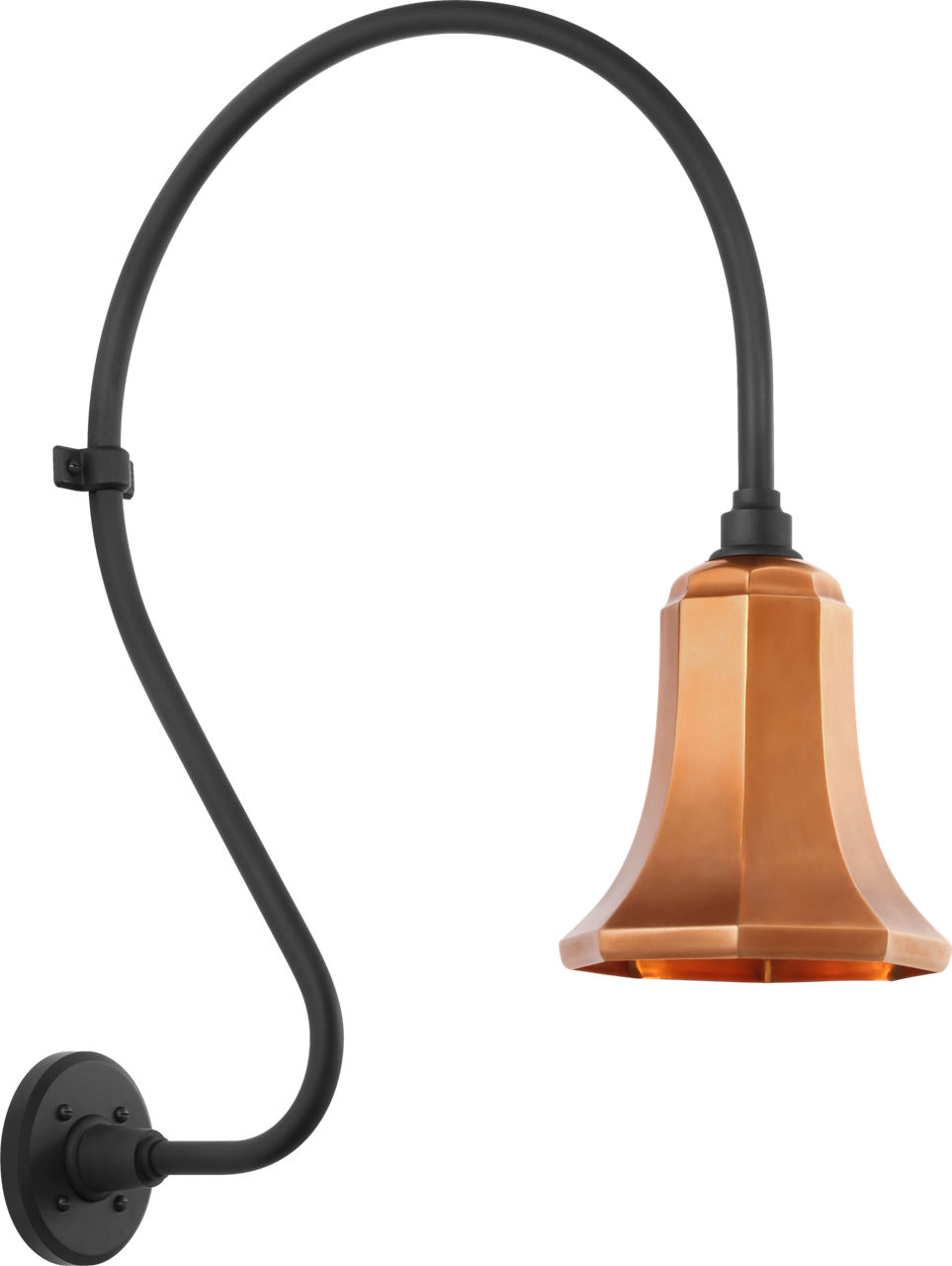 Academy 18" Larrabee Barn Light in Matte Black with 7.5" Soft Copper Savannah Shade