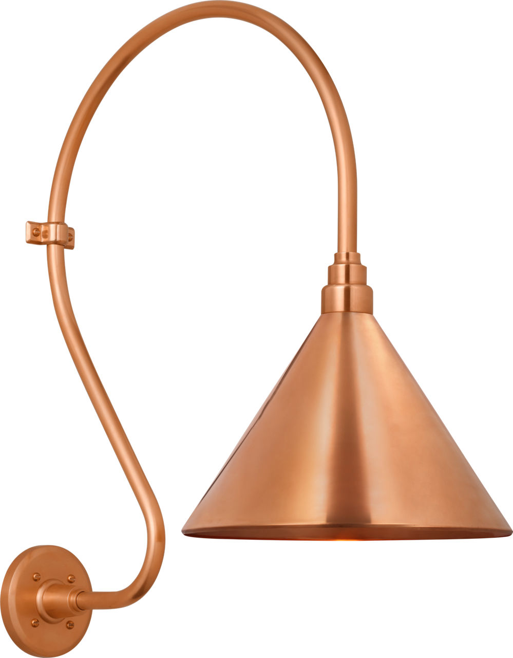 Academy 18" Larrabee Barn Light in Soft Copper with 12.5" Conical Savannah Shade