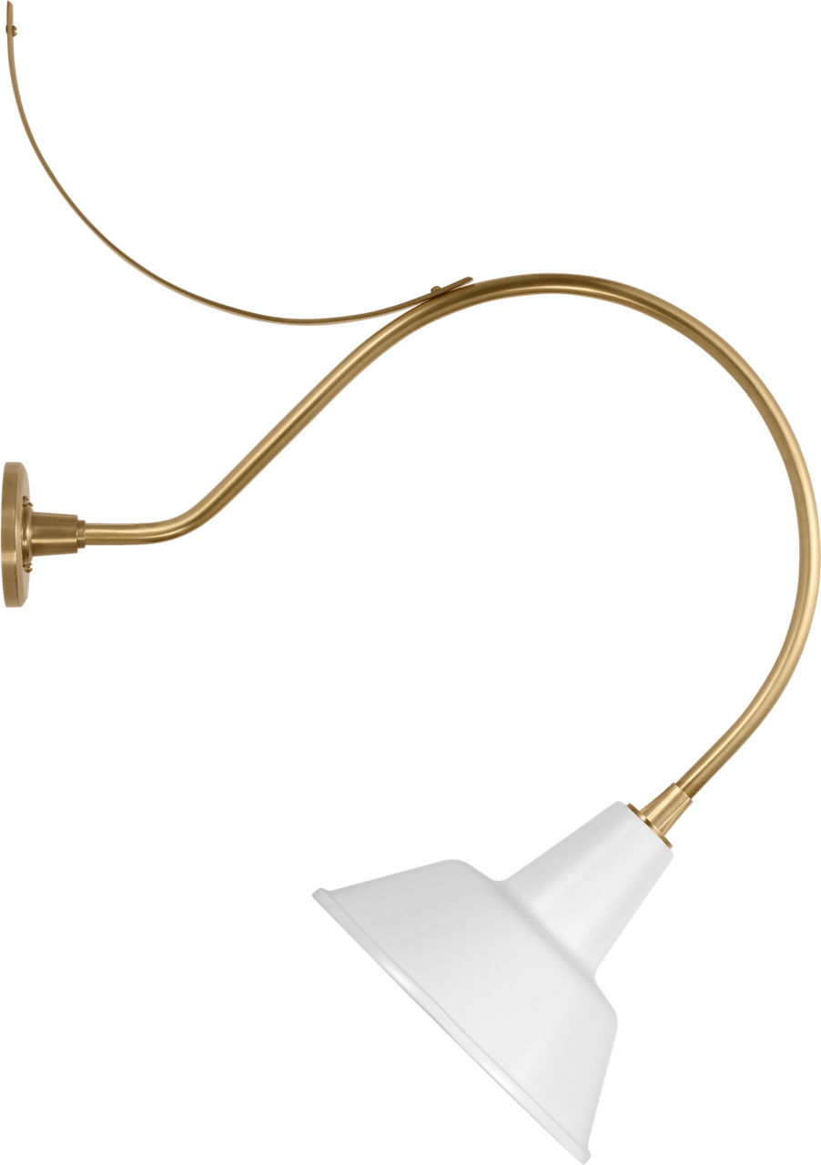 Academy 26.5" Anchored Larrabee Barn Light in Hand-Rubbed Antique Brass with 12.5" White Bowers Shade