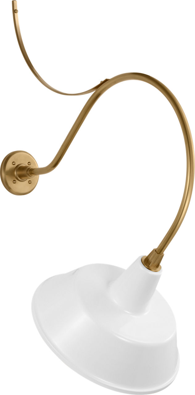 Academy 26.5" Anchored Larrabee Barn Light in Hand-Rubbed Antique Brass with 16" White Bowers Shade