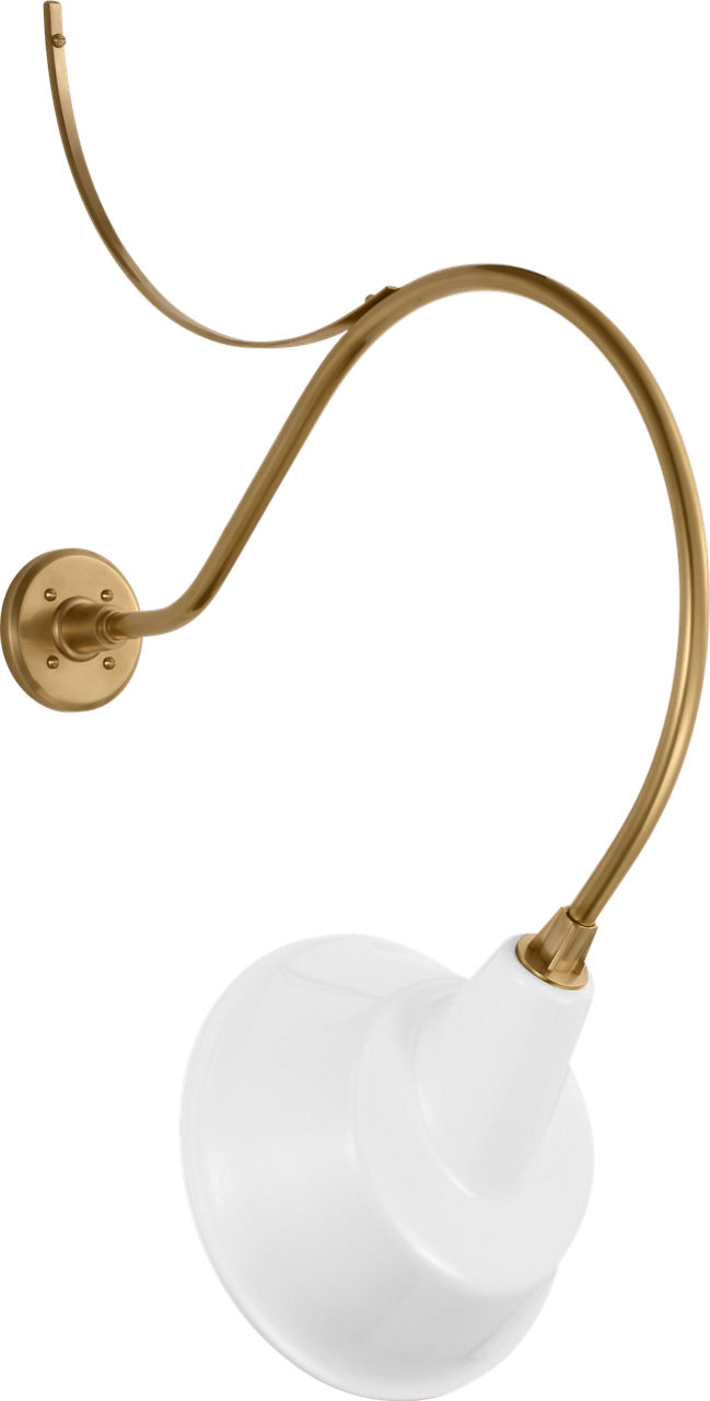 Academy 26.5" Anchored Larrabee Barn Light in Hand-Rubbed Antique Brass with 12.5" White Tilted Bowers Shade
