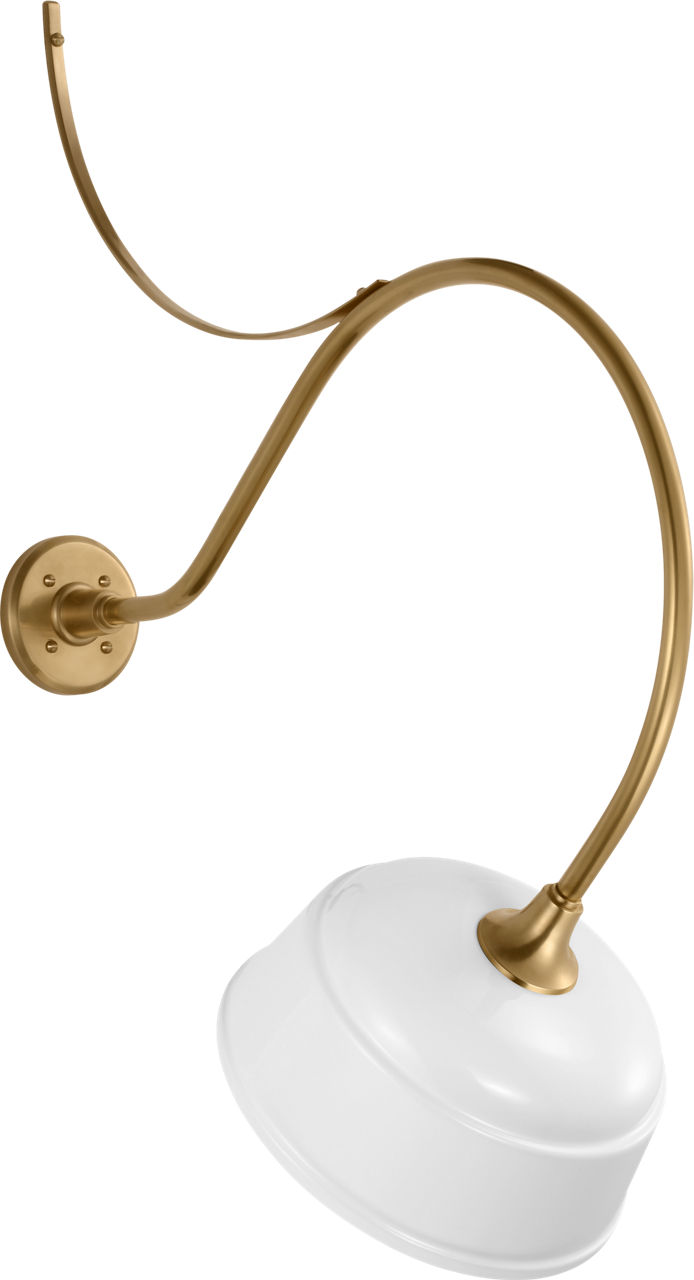 Academy 26.5" Anchored Larrabee Barn Light in Hand-Rubbed Antique Brass with 12.5" White Rockhouse Shade