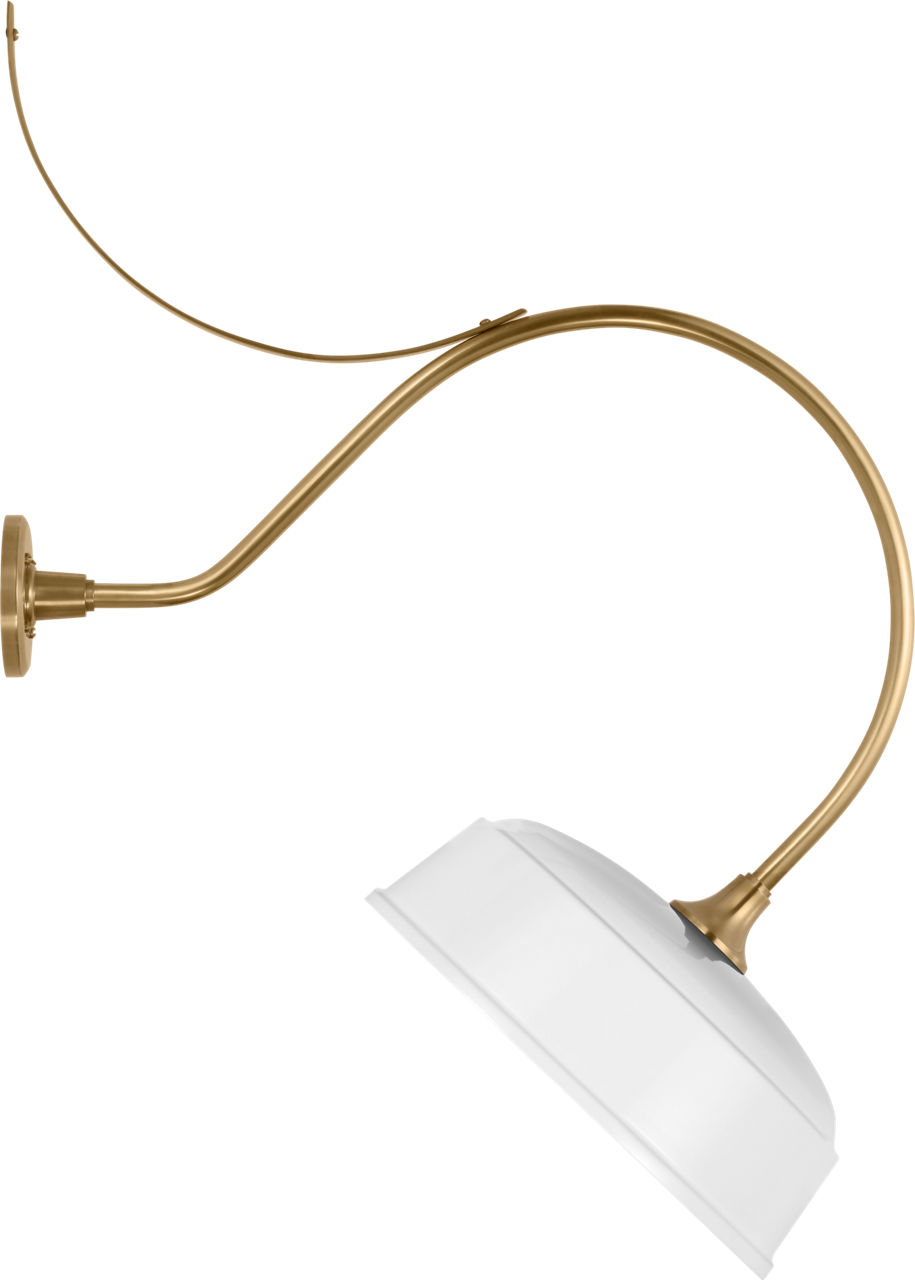 Academy 26.5" Anchored Larrabee Barn Light in Hand-Rubbed Antique Brass with 16" White Rockhouse Shade