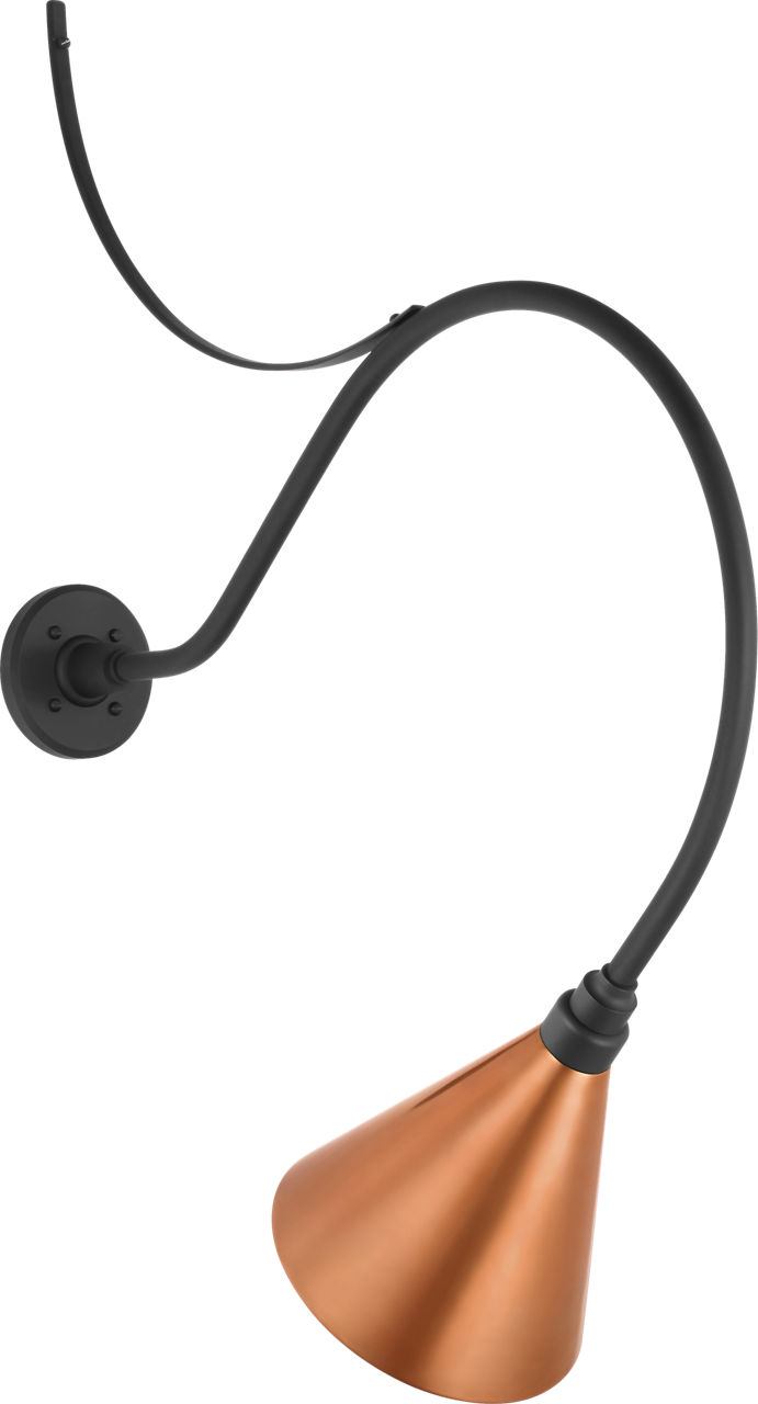 Academy 26.5" Anchored Larrabee Barn Light in Matte Black with 9" Soft Copper Conical Savannah Shade