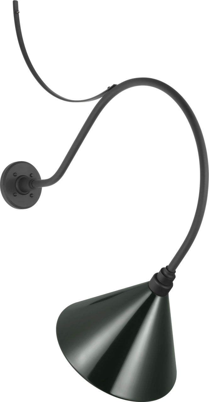 Academy 26.5" Anchored Larrabee Barn Light in Matte Black with 12.5" Green Conical Savannah Shade