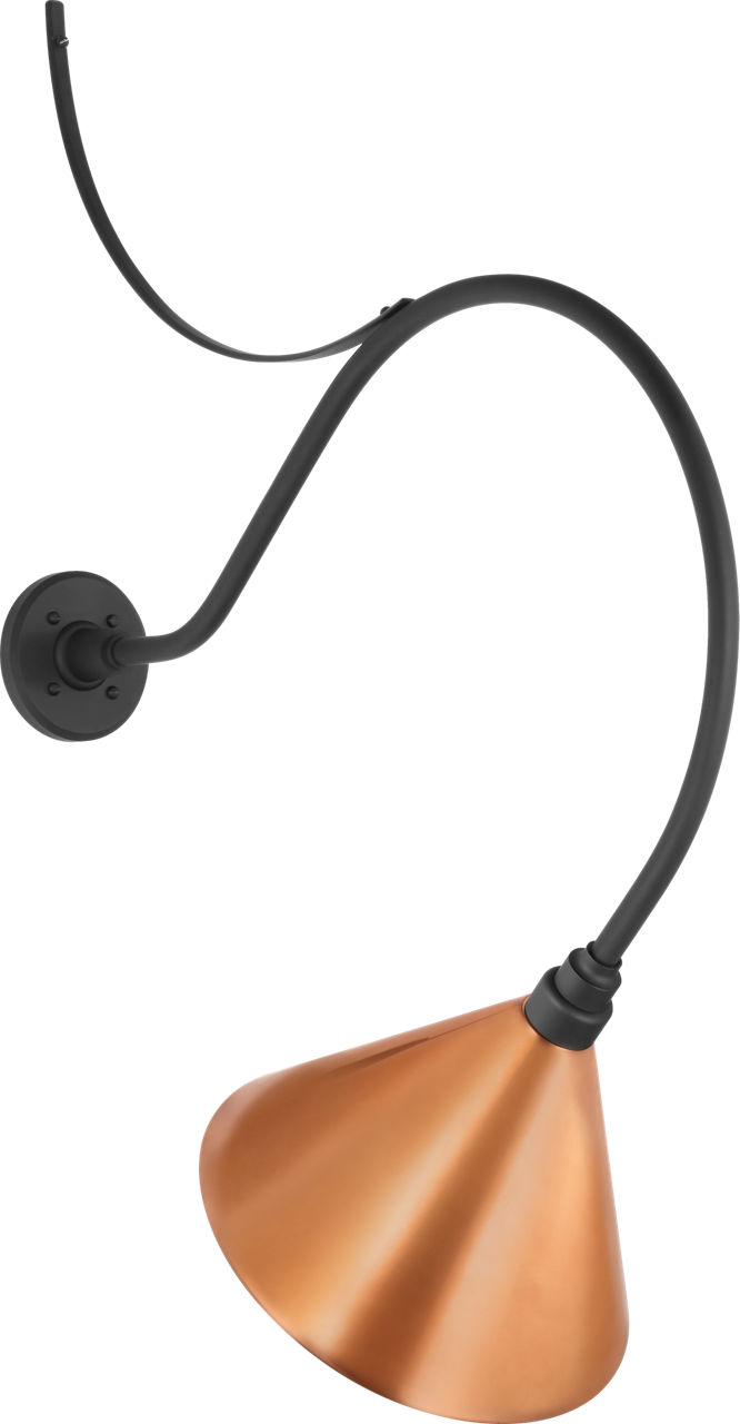 Academy 26.5" Anchored Larrabee Barn Light in Matte Black with 12.5" Soft Copper Conical Savannah Shade