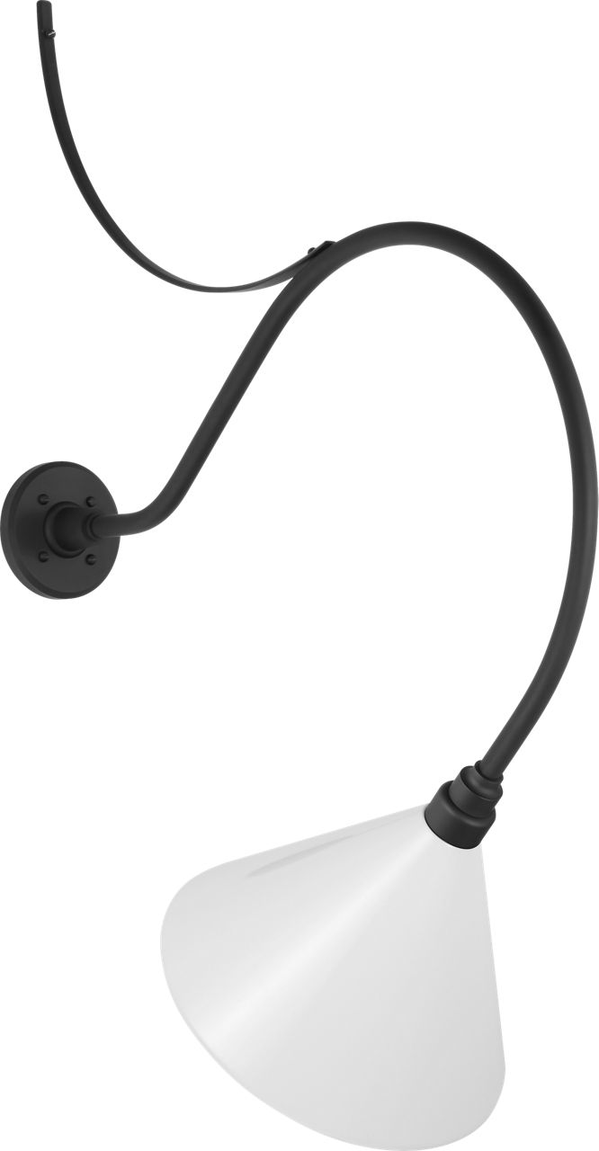 Academy 26.5" Anchored Larrabee Barn Light in Matte Black with 12.5" White Conical Savannah Shade