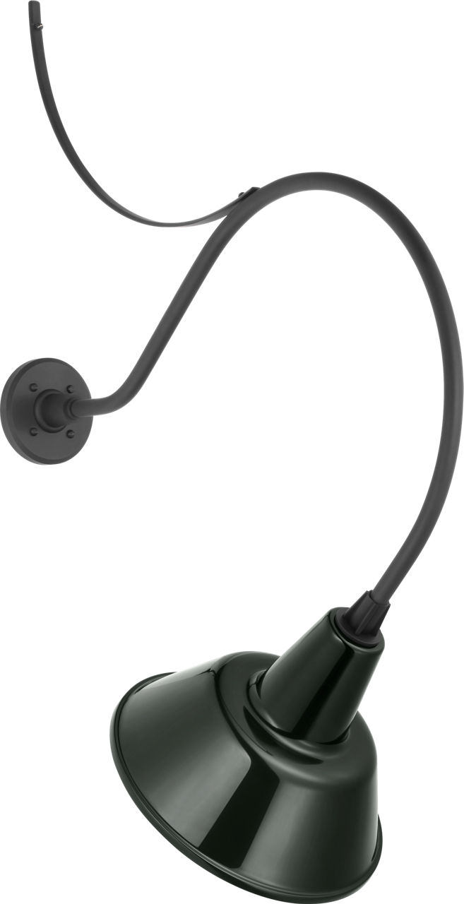 Academy 26.5" Anchored Larrabee Barn Light in Matte Black with 12.5" Green Bowers Shade