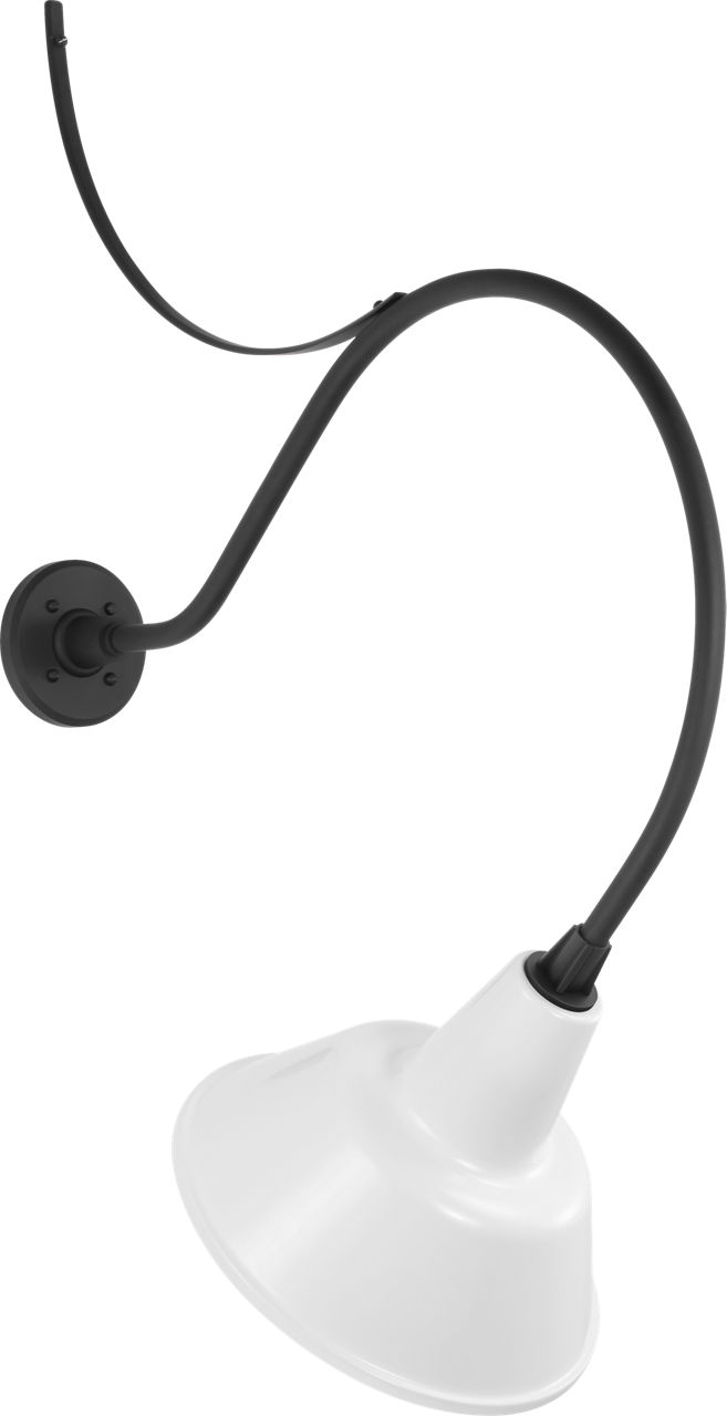 Academy 26.5" Anchored Larrabee Barn Light in Matte Black with 12.5" White Bowers Shade