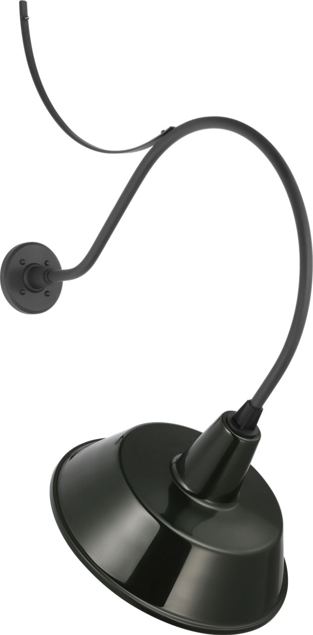 Academy 26.5" Anchored Larrabee Barn Light in Matte Black with 16" Green Bowers Shade