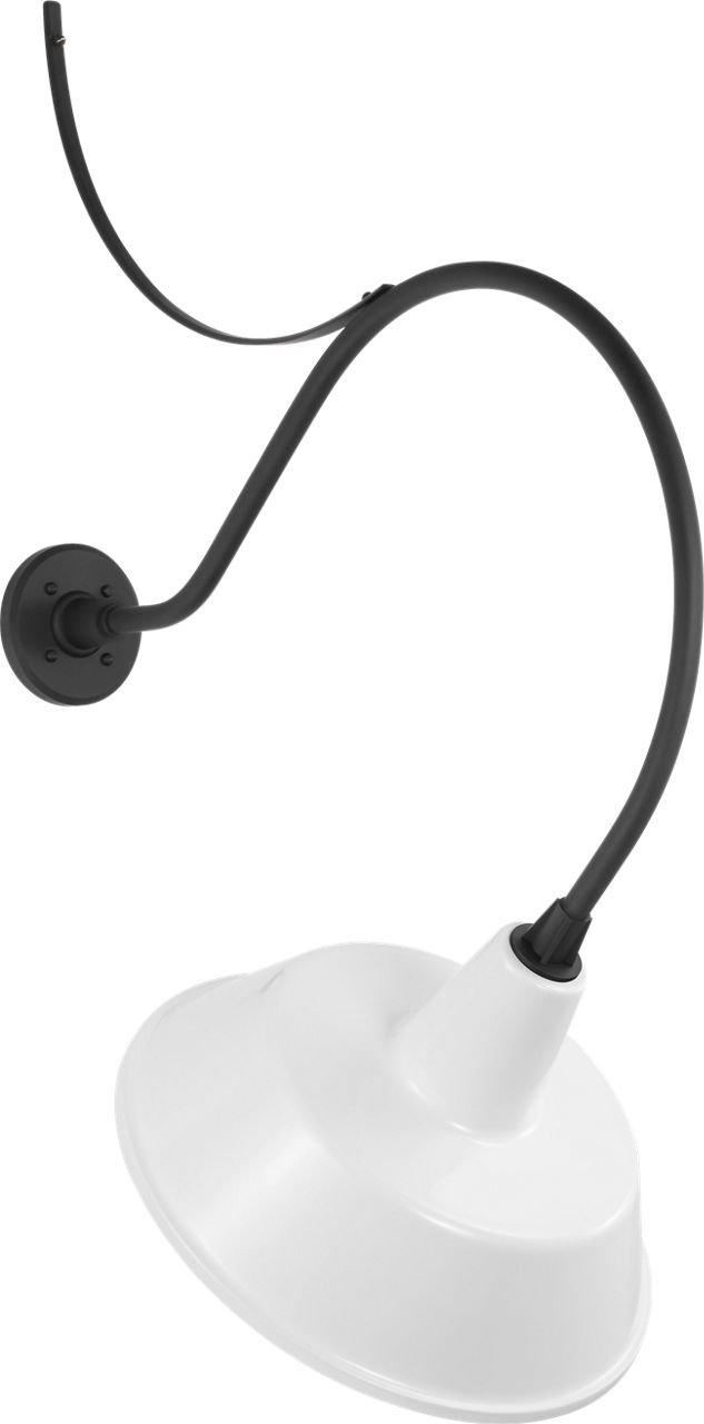 Academy 26.5" Anchored Larrabee Barn Light in Matte Black with 16" White Bowers Shade