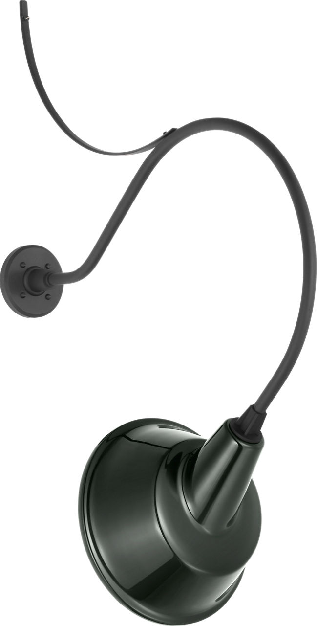 Academy 26.5" Anchored Larrabee Barn Light in Matte Black with 12.5" Green Tilted Bowers Shade