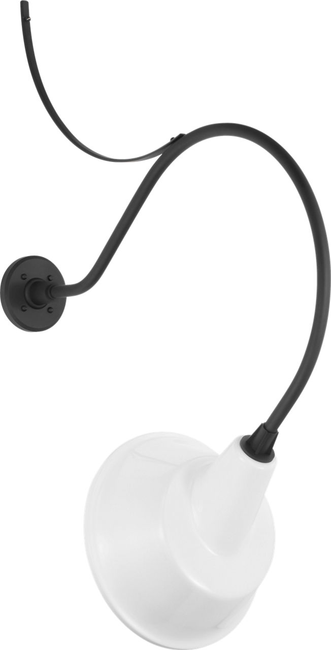 Academy 26.5" Anchored Larrabee Barn Light in Matte Black with 12.5" White Tilted Bowers Shade