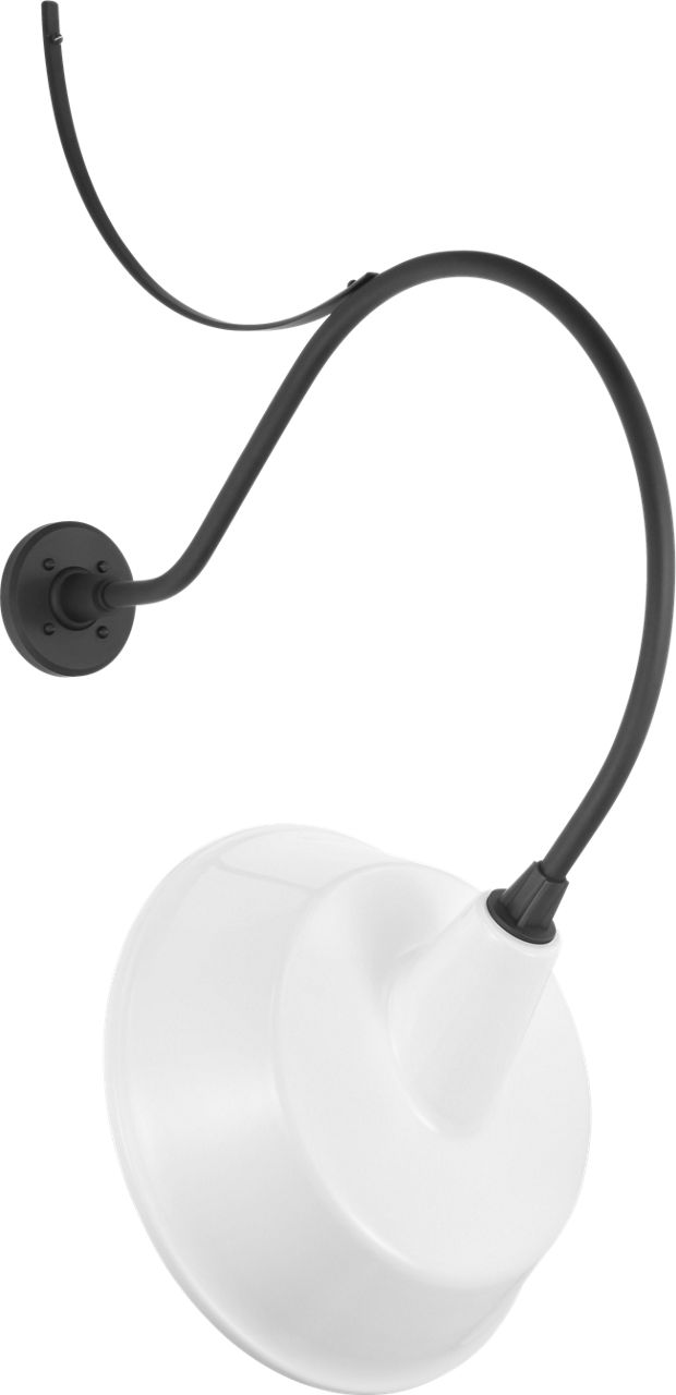 Academy 26.5" Anchored Larrabee Barn Light in Matte Black with 16" White Tilted Bowers Shade