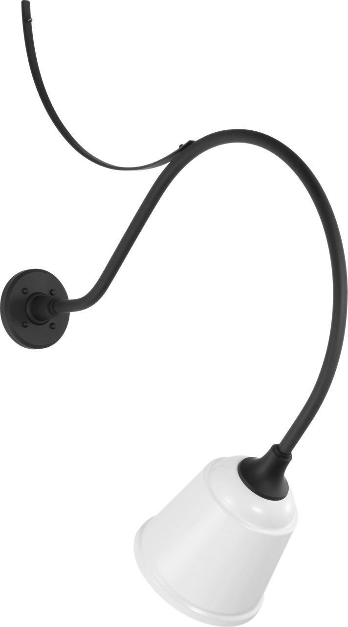 Academy 26.5" Anchored Larrabee Barn Light in Matte Black with 8" White Rockhouse Shade