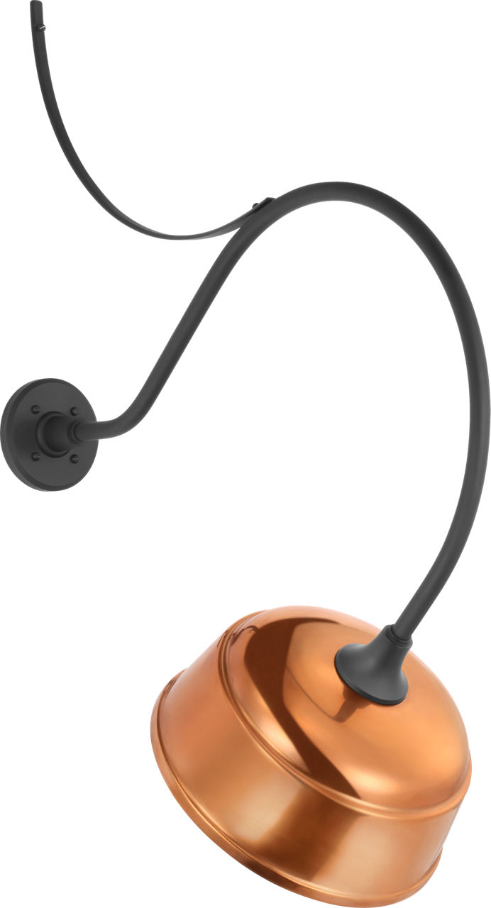 Academy 26.5" Anchored Larrabee Barn Light in Matte Black with 12.5" Soft Copper Rockhouse Shade