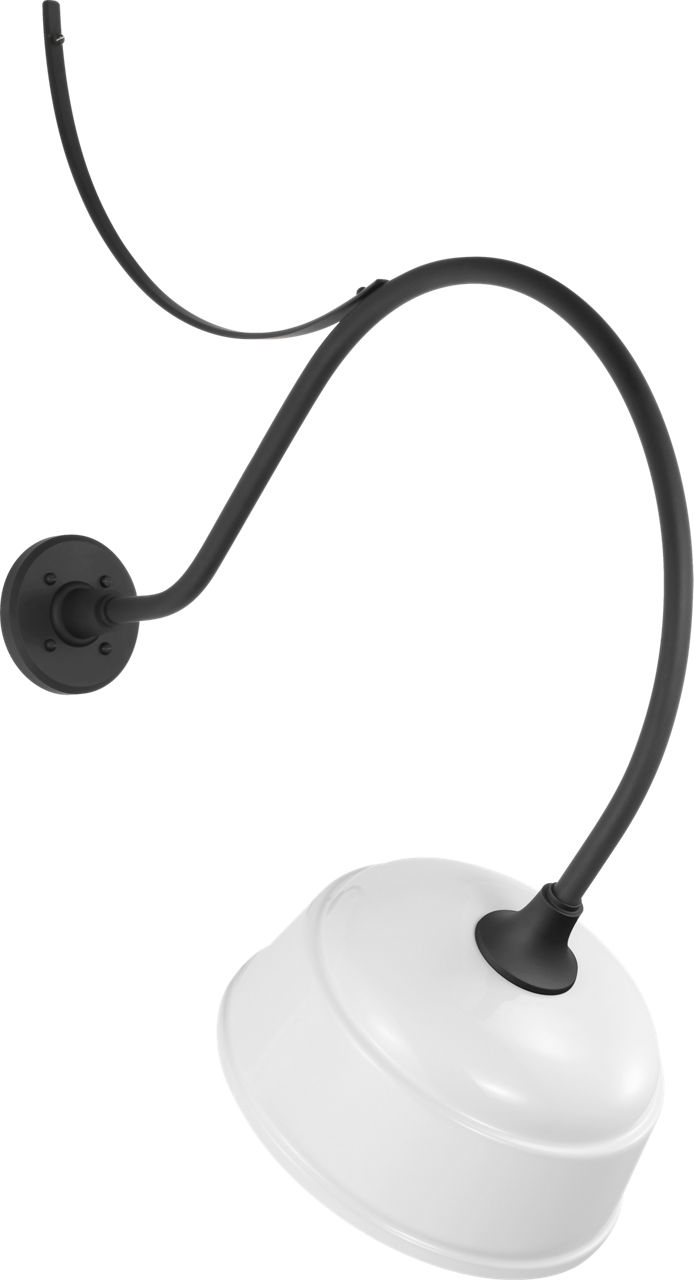 Academy 26.5" Anchored Larrabee Barn Light in Matte Black with 12.5" White Rockhouse Shade