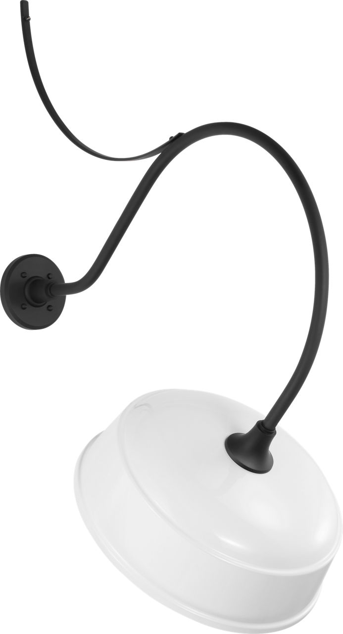 Academy 26.5" Anchored Larrabee Barn Light in Matte Black with 16" White Rockhouse Shade