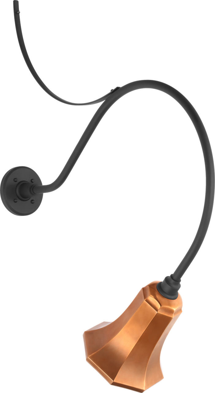 Academy 26.5" Anchored Larrabee Barn Light in Matte Black with 7.5" Soft Copper Savannah Shade