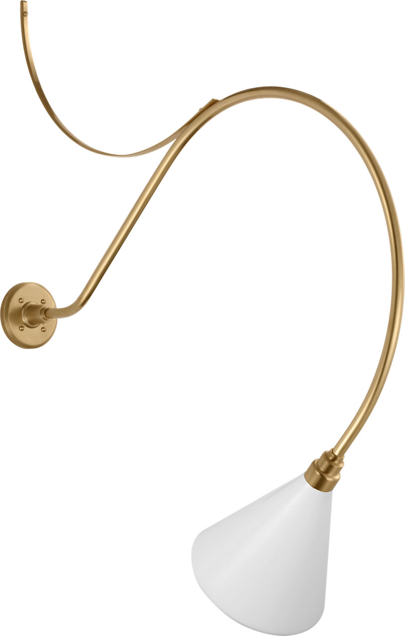 Academy 36" Anchored Larrabee Barn Light in Hand-Rubbed Antique Brass with 9" White Conical Savannah Shade