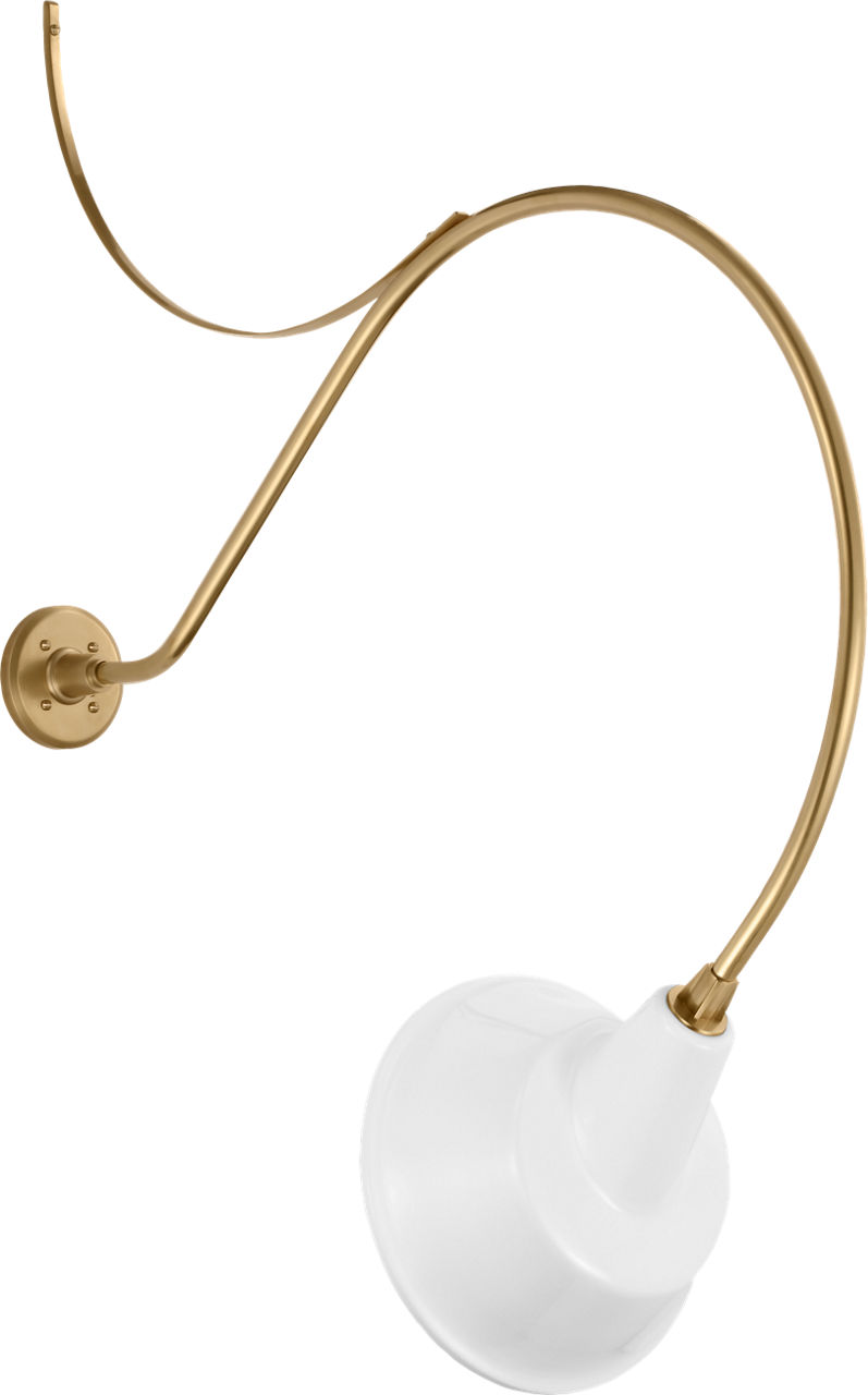 Academy 36" Anchored Larrabee Barn Light in Hand-Rubbed Antique Brass with 12.5" White Tilted Bowers Shade