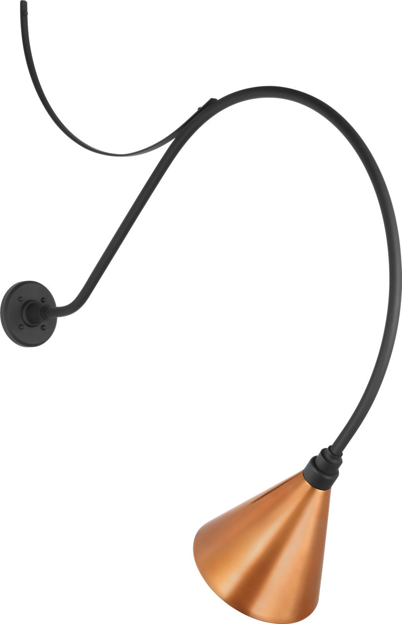 Academy 36" Anchored Larrabee Barn Light in Matte Black with 9" Soft Copper Conical Savannah Shade