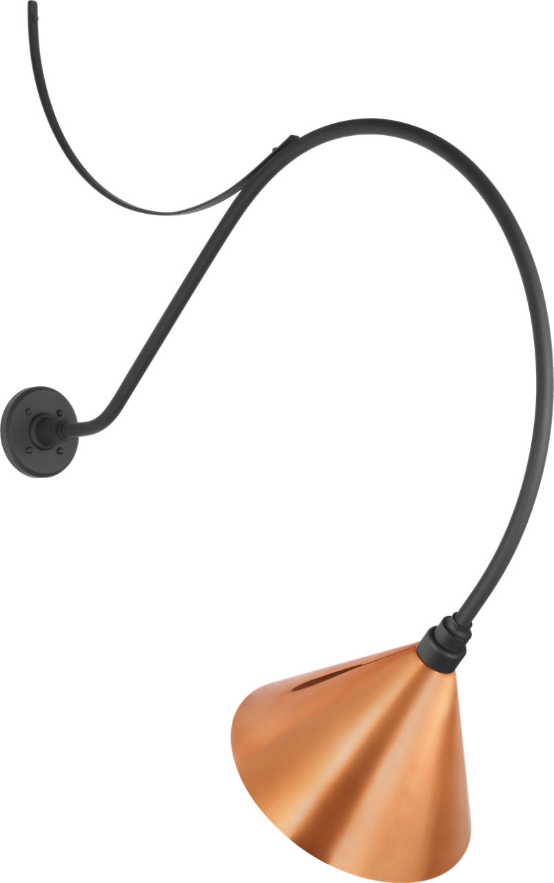 Academy 36" Anchored Larrabee Barn Light in Matte Black with 12.5" Soft Copper Conical Savannah Shade