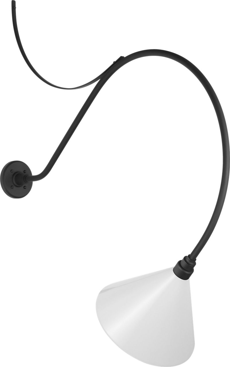 Academy 36" Anchored Larrabee Barn Light in Matte Black with 12.5" White Conical Savannah Shade