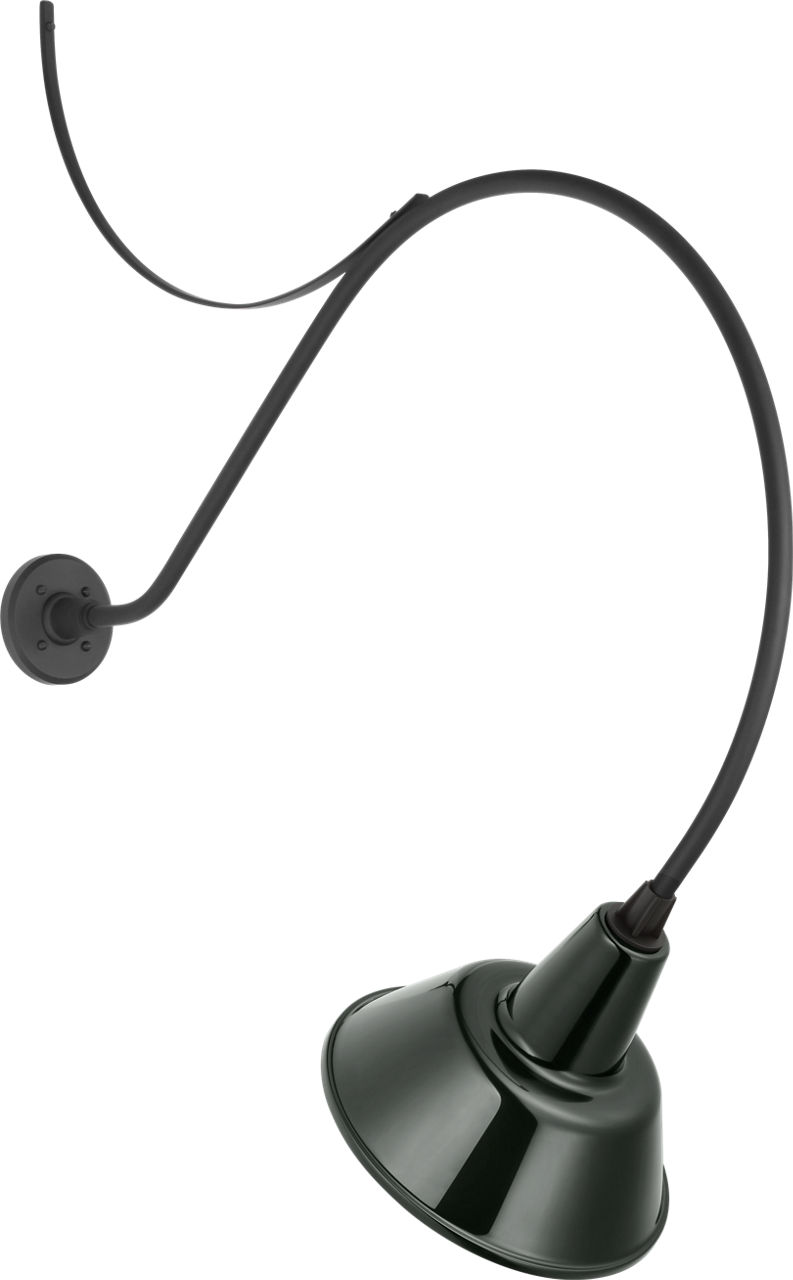 Academy 36" Anchored Larrabee Barn Light in Matte Black with 12.5" Green Bowers Shade