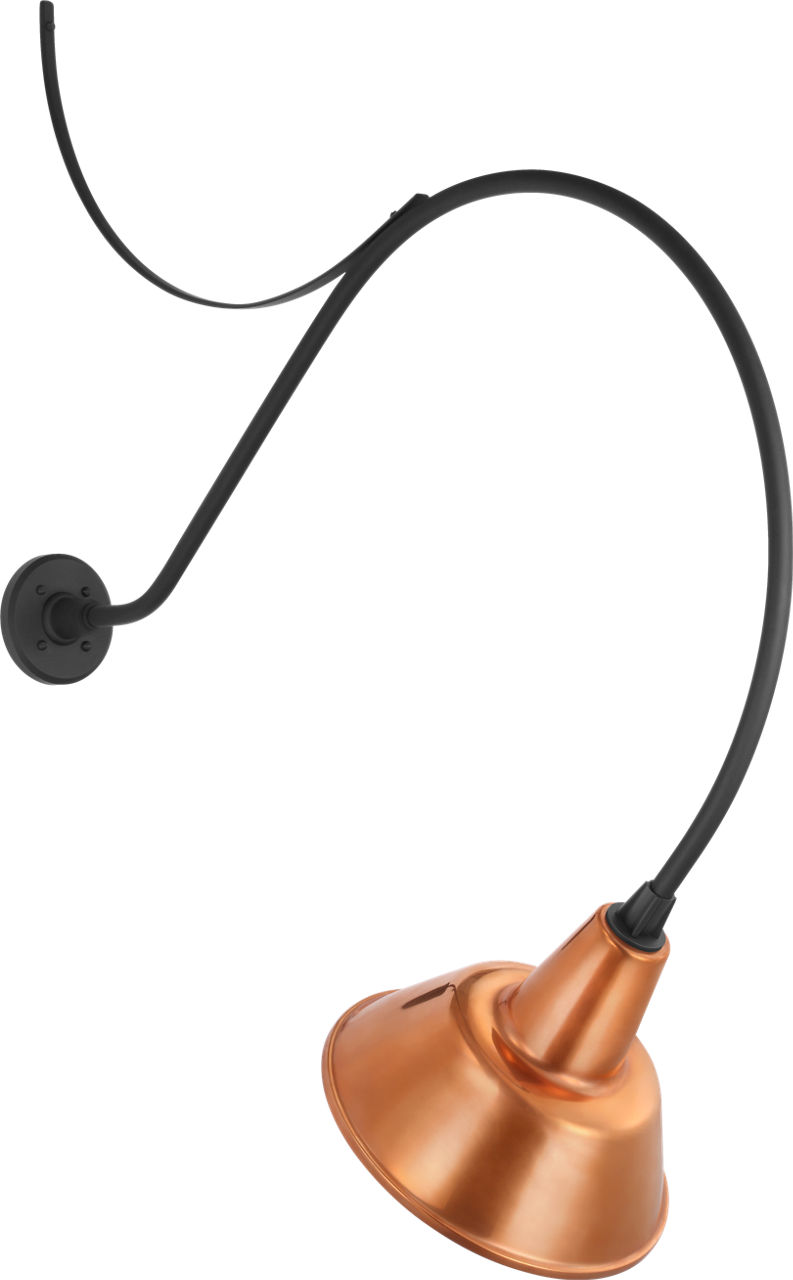 Academy 36" Anchored Larrabee Barn Light in Matte Black with 12.5" Soft Copper Bowers Shade