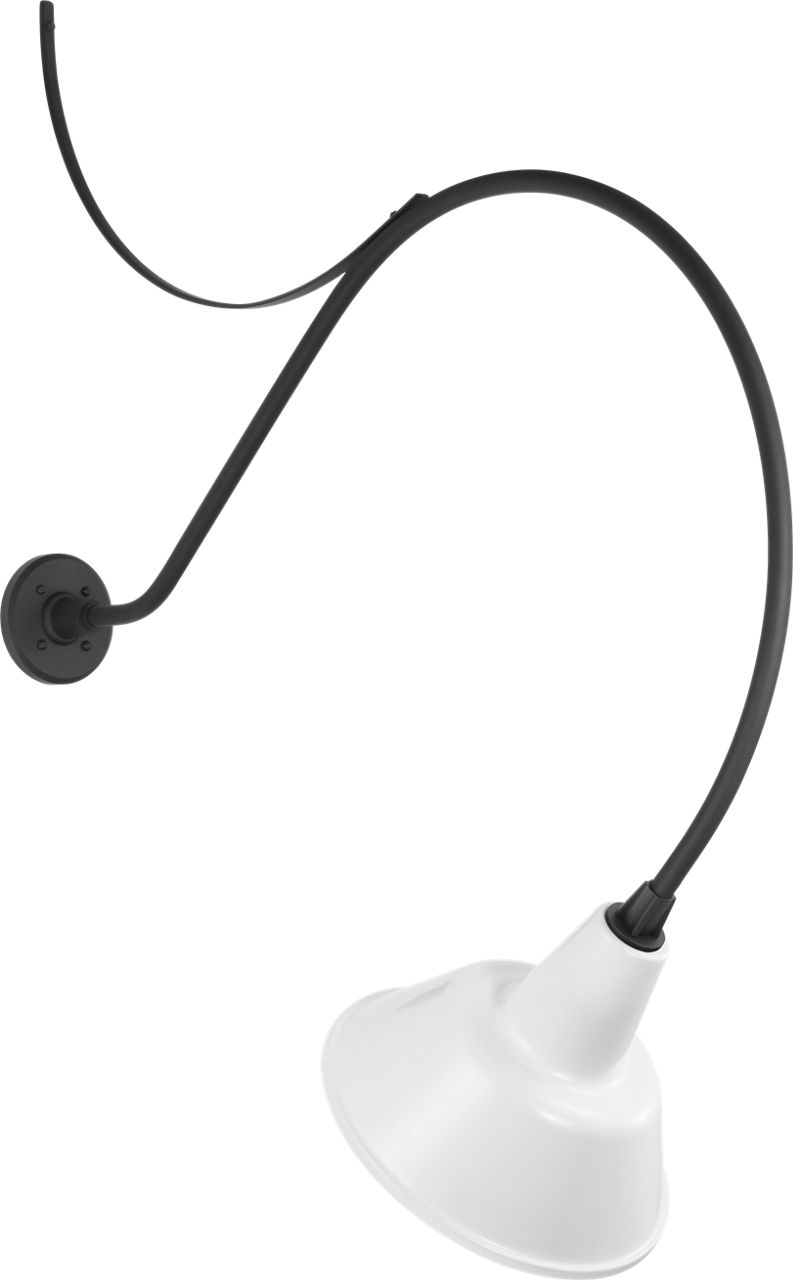 Academy 36" Anchored Larrabee Barn Light in Matte Black with 12.5" White Bowers Shade