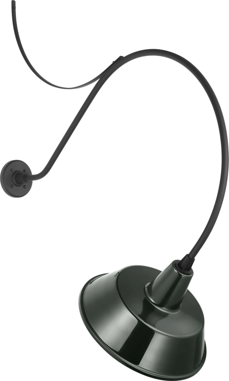 Academy 36" Anchored Larrabee Barn Light in Matte Black with 16" Green Bowers Shade