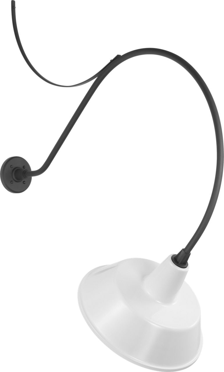 Academy 36" Anchored Larrabee Barn Light in Matte Black with 16" White Bowers Shade