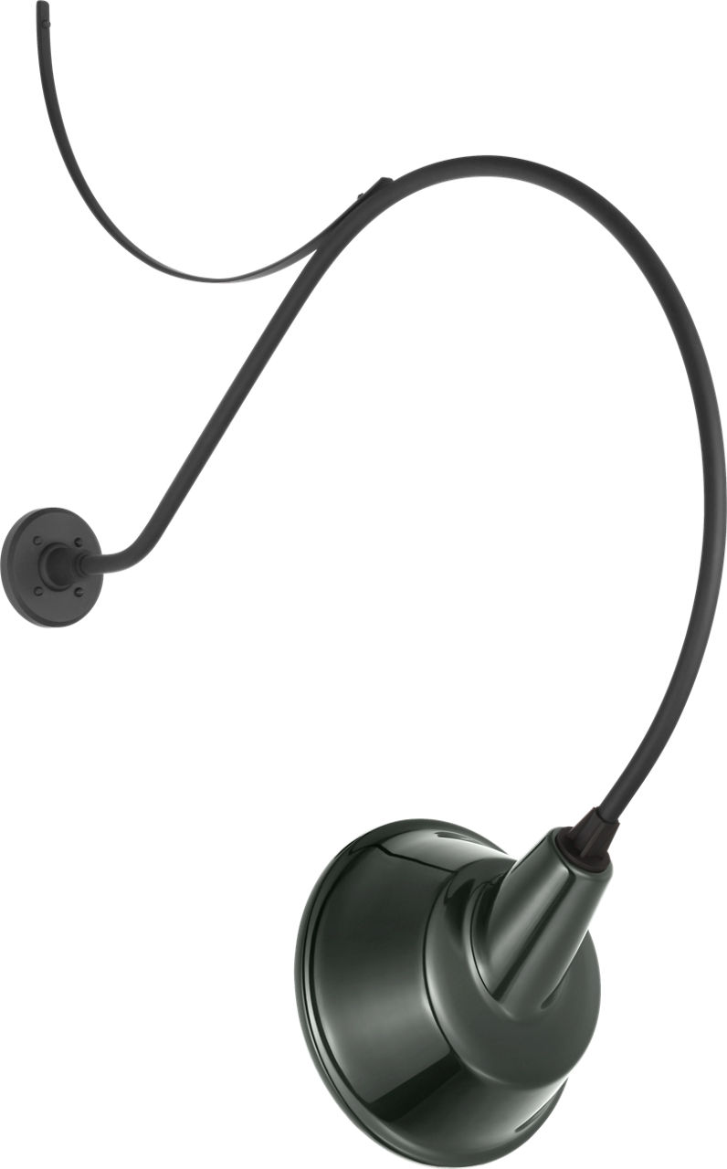 Academy 36" Anchored Larrabee Barn Light in Matte Black with 12.5" Green Tilted Bowers Shade