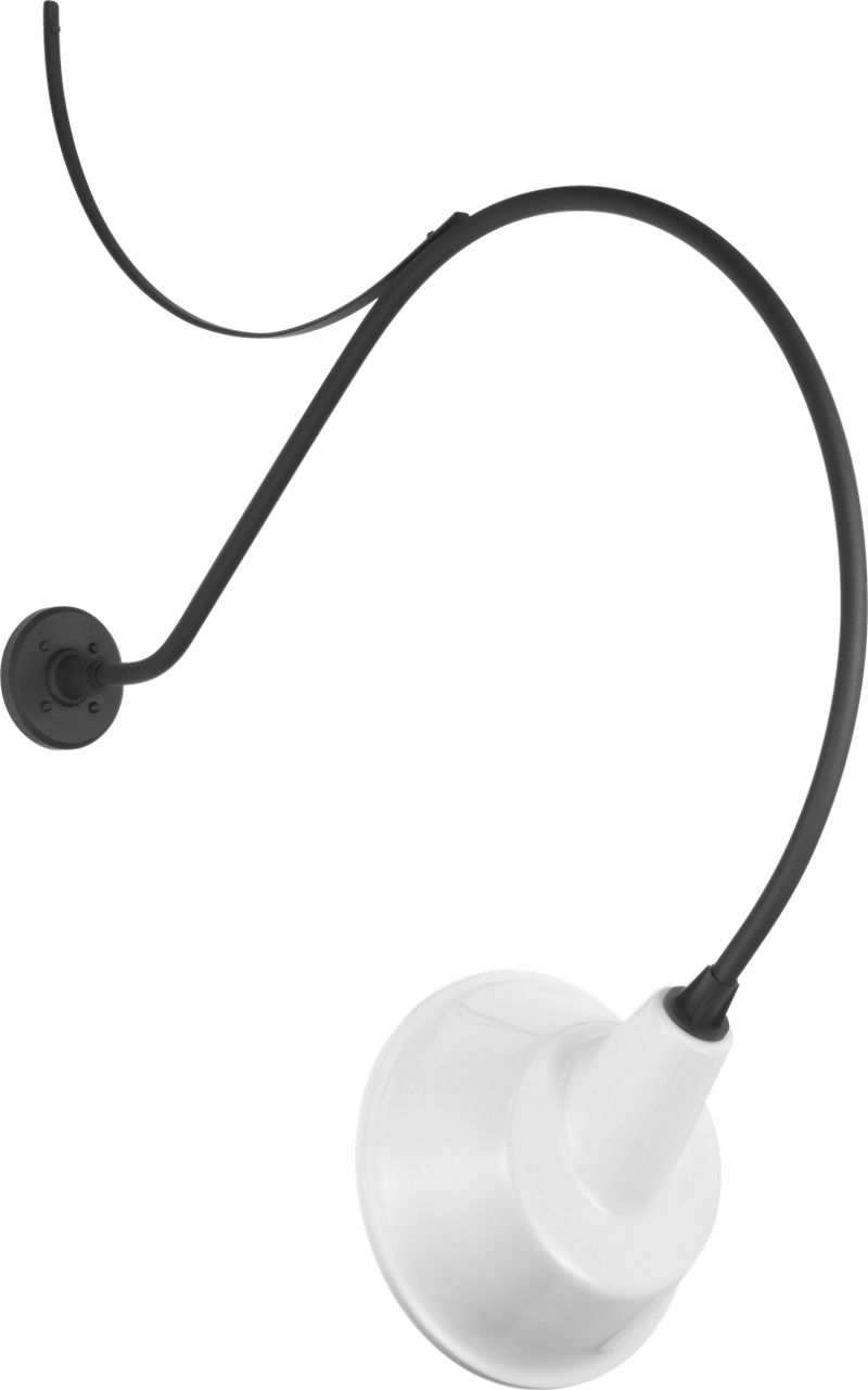 Academy 36" Anchored Larrabee Barn Light in Matte Black with 12.5" White Tilted Bowers Shade