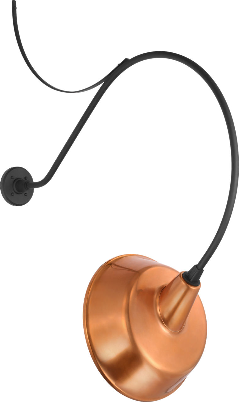 Academy 36" Anchored Larrabee Barn Light in Matte Black with 16" Soft Copper Tilted Bowers Shade