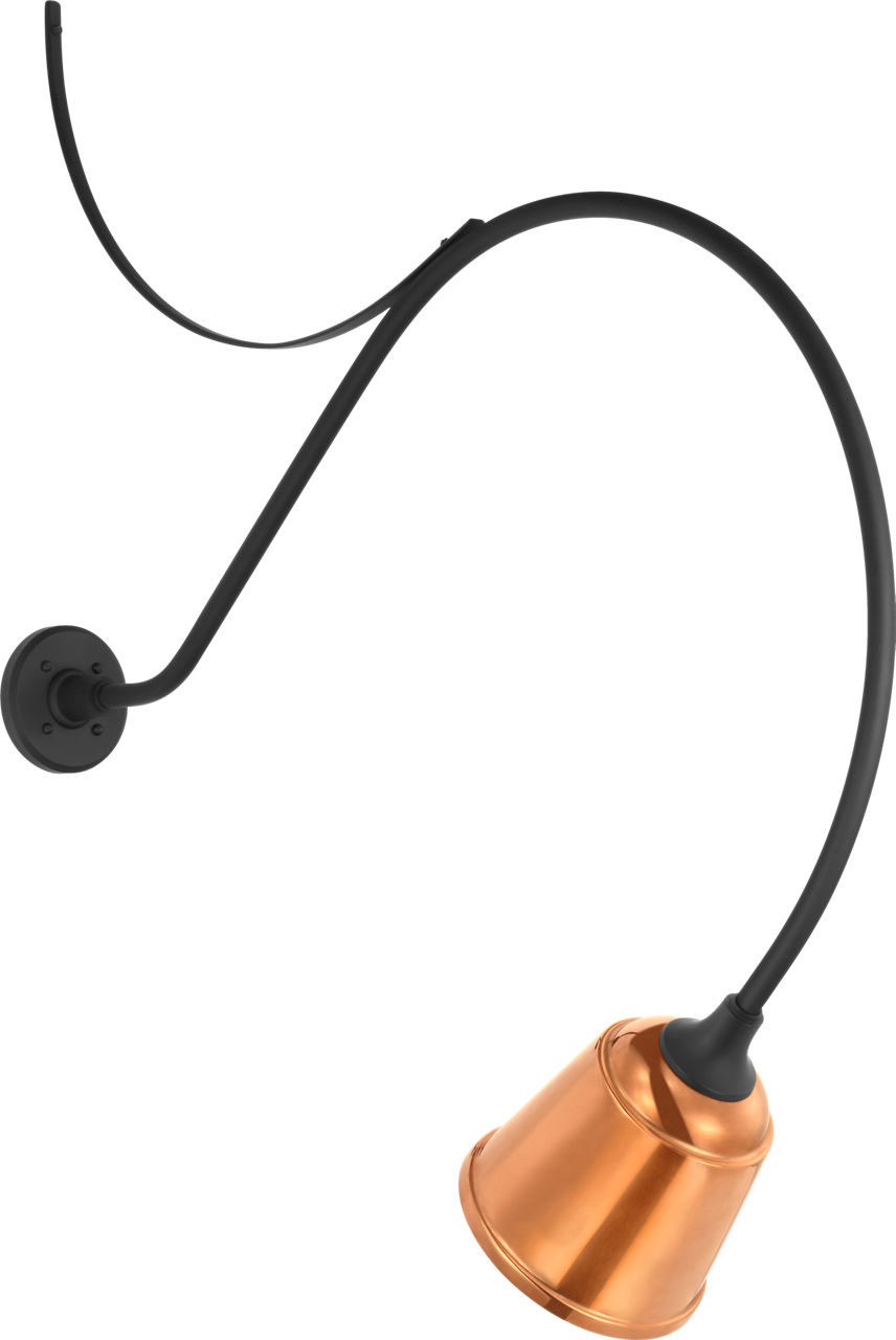 Academy 36" Anchored Larrabee Barn Light in Matte Black with 8" Soft Copper Rockhouse Shade