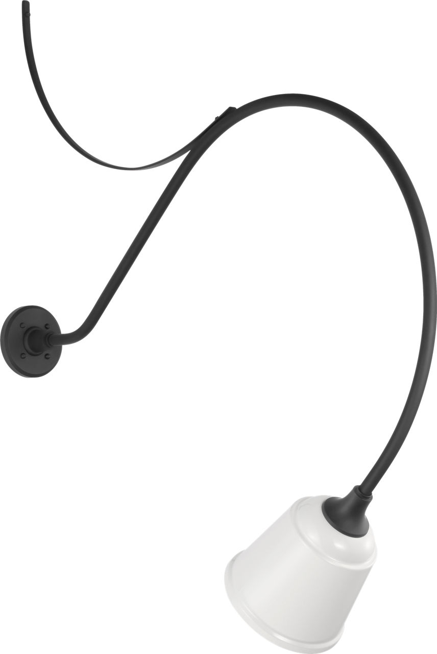 Academy 36" Anchored Larrabee Barn Light in Matte Black with 8" White Rockhouse Shade