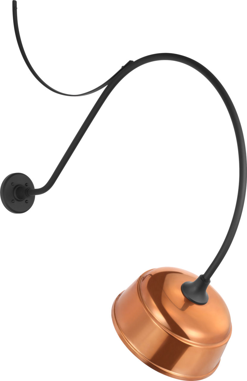 Academy 36" Anchored Larrabee Barn Light in Matte Black with 12.5" Soft Copper Rockhouse Shade