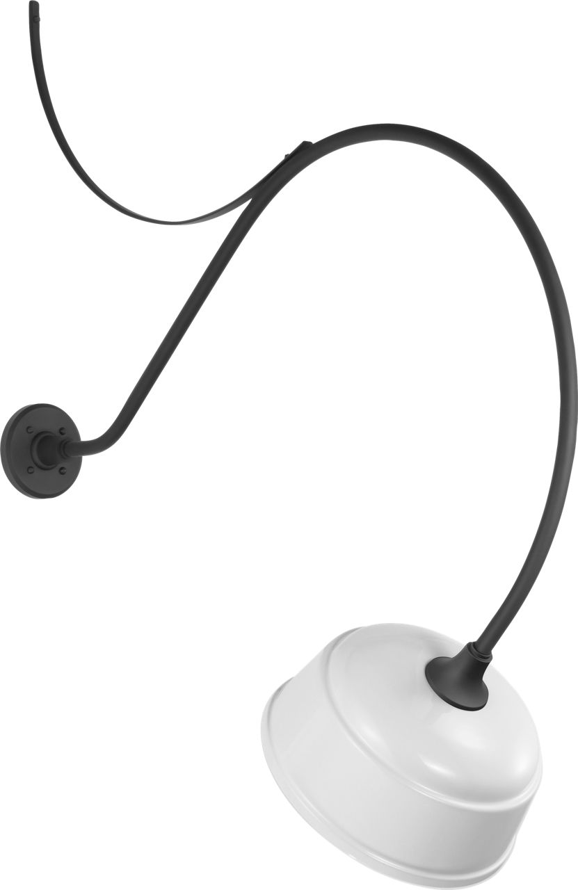 Academy 36" Anchored Larrabee Barn Light in Matte Black with 12.5" White Rockhouse Shade